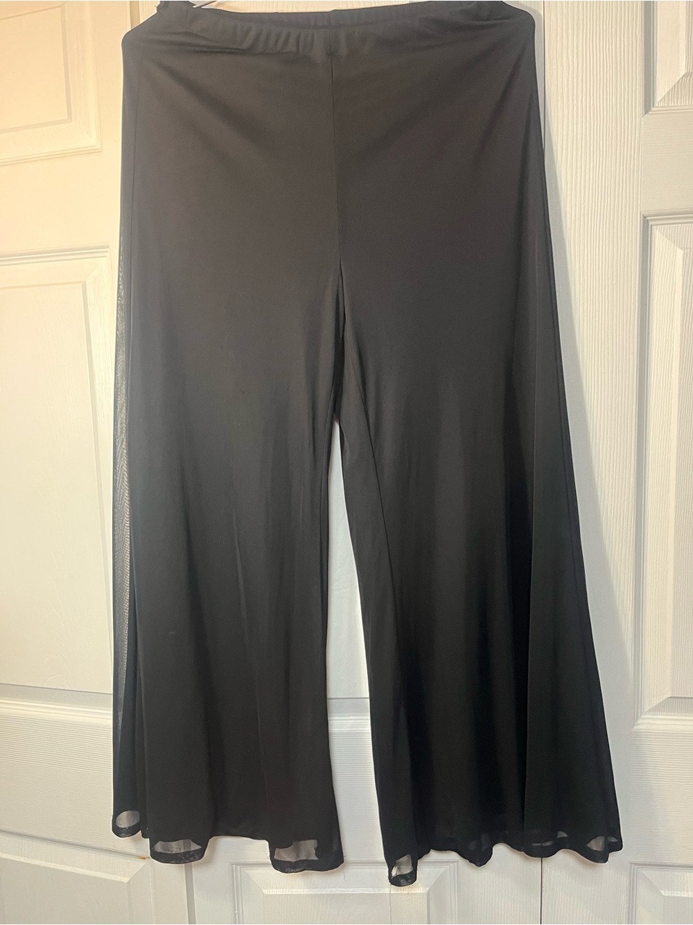 connected apparel Black Wide-Leg Sheer Overlay Pants